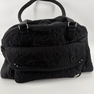 Vera Bradley Classic Black Microfiber Bowler‎ Shoulder Diaper Bag Quilted